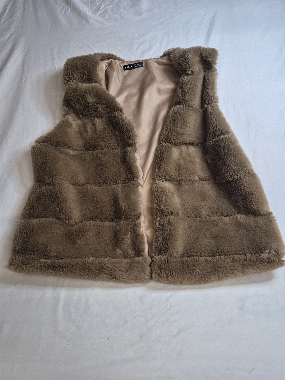 SHEIN Brown Faux Fur Puffer Vest for Kids